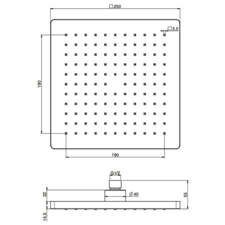 Fima Carlo Frattini Soffioni Верхний душ 25х25см., цвет: чёрный матовый, артикул F2987/2NS
