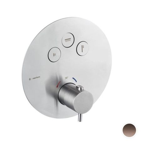 Newform X-STEEL 316 Наружная часть для термостатического смесителя, на 3 источника, переключение - кнопки (для 27752) цвет: PVD Brushed copper bronze, артикул 70427EX.59.067