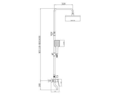 Душевая система Bronze de Luxe Element EL77/1CB, хром/черный, артикул EL77/1CB