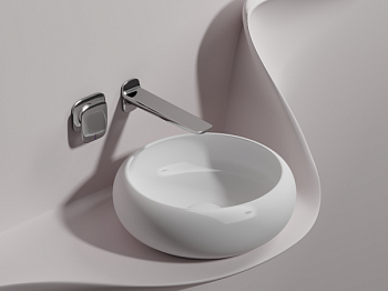 Умывальник чаша накладная круглая (цвет Белый Матовый) Элемент (Element) 360x360x120мм