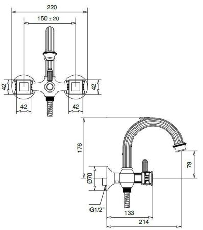 Смеситель для ванны и душа CEZARES OLIMP-VD, артикул OLIMP-VD-03/24-M
