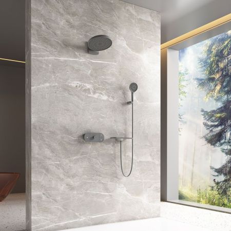 Душевой комплект Futura VSFW-2F12TGM термостатический встраиваемый, 3 режима, вороненая сталь, артикул VSFW-2F12TGM