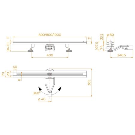 Душевой трап обрезной - SDR-50S - сатин (800)