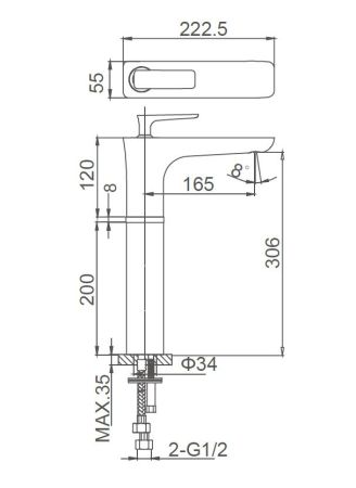 Смеситель для раковины высокий WONZON & WOGHAND SHARK, Хром (WW-481104-CR)