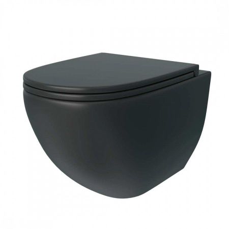 Унитаз подвесной Maretti Elena безободковый с микролифтом, EA10PBM61-560, черный, артикул EA10PBM61-560