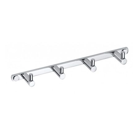 4 настенных крючка X-ROUND расположенных на единой планке, не двигающиеся, хром, Sapho, артикул XR204