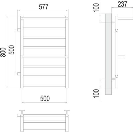 Полотенцесушитель водяной с полкой (боковое подключение) Terminus Анкона П8 50х80, артикул 4670078531476