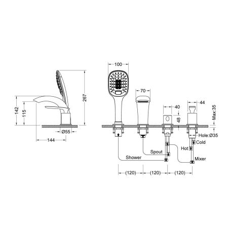 Смеситель для ванны с душем, врезной Timo Helmi 4020/03Y черный, артикул 4020/03Y