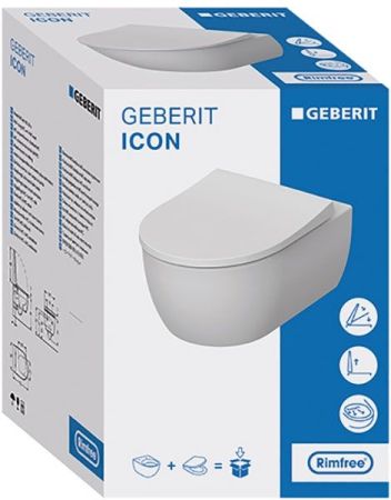 Комплект унитаза Geberit iCon 500.362.TC.I с инсталляцией Duofix с сиденьем Микролифт, артикул 500.362.TC.I