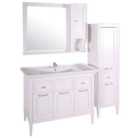 Шкаф пенал ASB-Woodline Гранда 40 Белый c серебряной патиной, артикул 11488