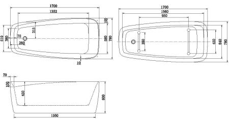 Акриловая ванна Aquanet Family Trend 170x78 90778-MW Акриловая ванна Aquanet Family Trend 170x78 90778-MW