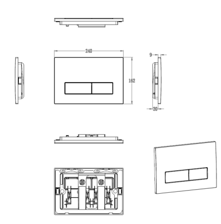 Кнопка смыва для инсталляции механическая WONZON & WOGHAND, Хром (WW-IB224-CR), артикул WW-IB224-CR