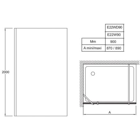 Душевое ограждение JACOB DELAFON CONTRA (90*90) E22W90-GA (хром), шт, артикул E22W90-GA