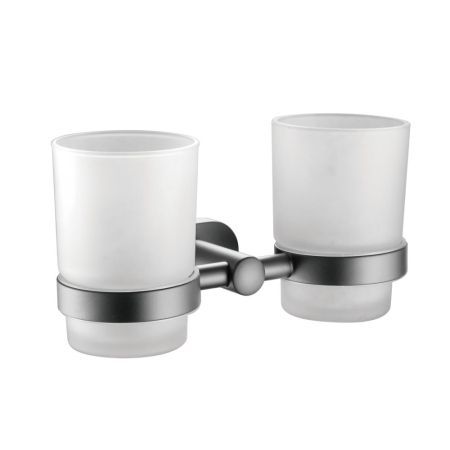 Стакан для ванной комнаты двойной Shevanik SG5122T, оружейная сталь, артикул SG5122T