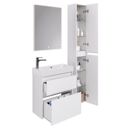 Тумба с раковиной подвесная Dreja Slim 65 см, белый, артикул 99-0401-com