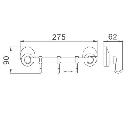 Планка с крючками для полотенец Haiba HB1615-3, хром