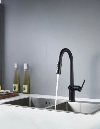 Смеситель для кухни с индикатором температуры Knotlor KN-100/BL, черный, артикул KN-100/BL