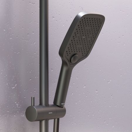 953760300 Gala душевая система с ванно душевым ТМС смесителемполкой, чёрный, артикул 953760300