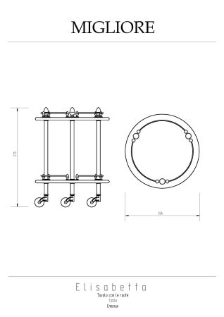 ELISABETTA Столик на колёсиках H57xD40 см, стекло/золото, артикул 17082