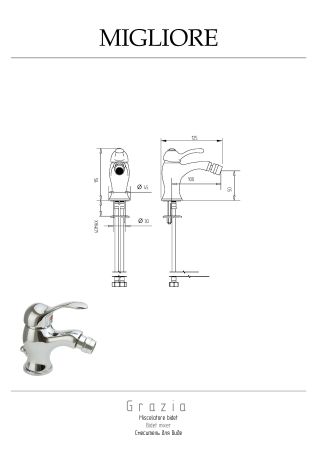 GRAZIA Смеситель для биде, моноком., бронза, артикул 29690