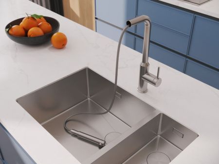 Смеситель для кухни Cersanit FLAVIS однорычажный с выдвижным изливом сатин (68248), артикул 68248