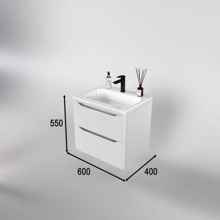 Тумба подвесная "Марелла 60" (2 ящ.) Люкс антискрейтч белый матовый, PLUS Тумба подвесная "Марелла 60" (2 ящ.) Люкс антискрейтч белый матовый, PLUS