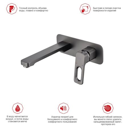 Смеситель для раковины встраиваемый Raglo R51.11.09, графит