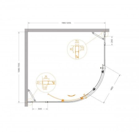 MOLVENO-RH-11-120/110-C-BORO-IV Душевой уголок, артикул MOLVENO-RH-11-120/110-C-BORO-IV
