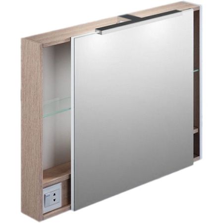 Зеркальный шкаф Iddis Mirro 80 с подсветкой 1 дверца Светлое дерево, артикул MIR8000i99