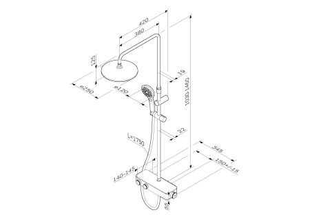 F0750A400 Inspire V2.0, душевая система, набор: см-ль д/душа с термостатом, верхний душ d 250 мм, ру F0750A400 Inspire V2.0, душевая система, набор: см-ль д/душа с термостатом, верхний душ d 250 мм, ру