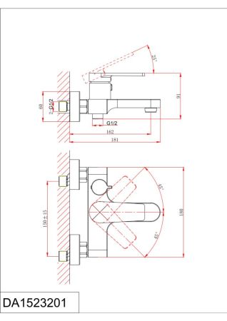 Смеситель для ванны с душем DK Bayern.Fürth (DA1523205), артикул DA1523205