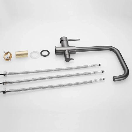 Смеситель для кухни с подключением фильтра Shevanik S228T, оружейная сталь