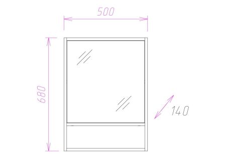 Шкаф-зеркало Onika Натали 50 ясень таормина, правый, артикул 205013
