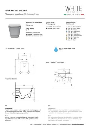 White Ceramic Idea, подвесной безободковый унитаз c крепежом, 51x35x28h см, цвет сливовый матовый, артикул W10003PL