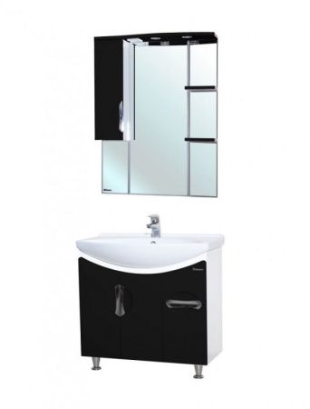 Зеркало со шкафом Bellezza Лагуна 75 L 4612112002047 с подсветкой L Черное Белое