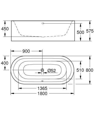 Ванна GROHE Essence, 180 х 80 х 57,5, альпин-белый (39729000), артикул 39729000
