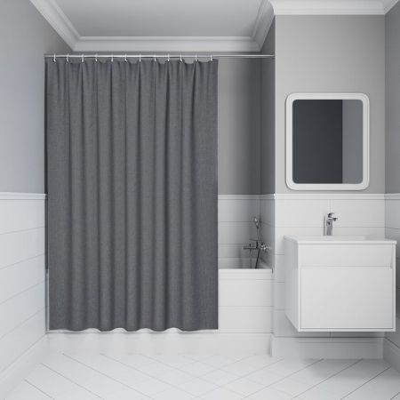 Штора для ванной, 200х180 см, Полиэстер, серый IDDIS (DL03P18i11), артикул DL03P18i11