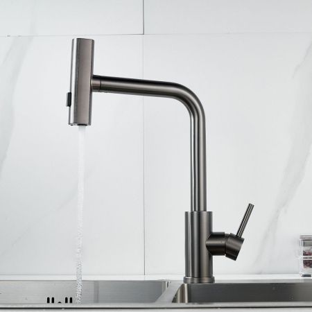 Смеситель для кухни с мультифункциональным изливом Raffine F203T, оружейная сталь, артикул F203T