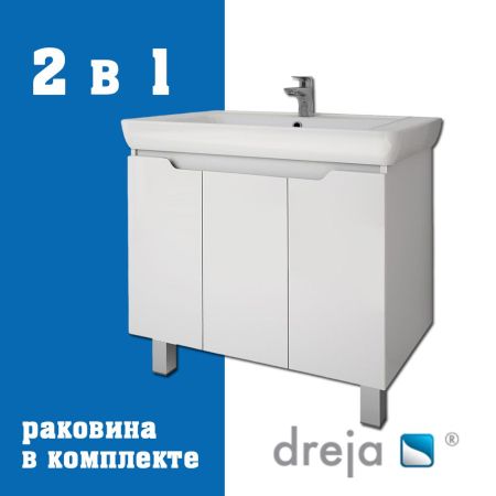 Тумба с раковиной подвесная Dreja Q Plus (D) 80 см, белый, артикул 99-1006-com
