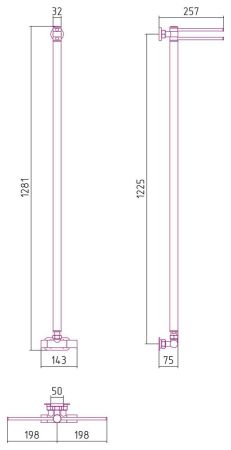 Полотенцесушитель, Сунержа, Лайк EU50, водяной, ширина, мм-50, глубина, мм-257, высота, мм-1200, подключение-нижнее, мощность, Вт-90, материал-нержавеющая сталь, цвет-тёмный титан муар, артикул 15-0213-1200