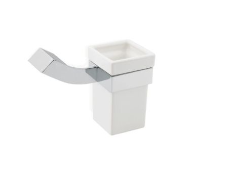 Stil Haus Fluid, настенный керамический стакан, цвет хром - белая керамика, артикул FL10(08-BI)