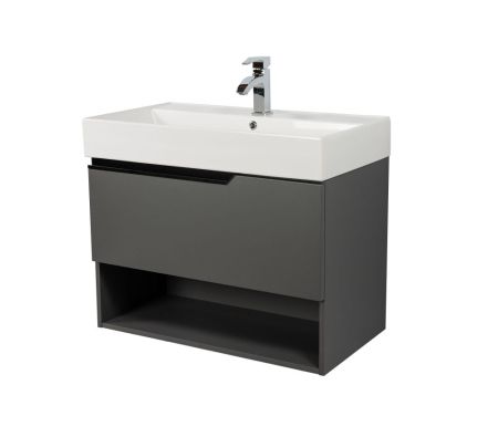 Комплект мебели Visobath Eleven, 800 мм левый, цвет пепельный матовый лак (Ceniza), артикул 85602/Ceniza/EL