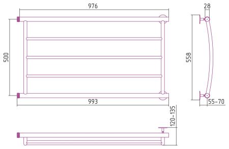 Полотенцесушитель СТИЛЬЕ "Минор 0602" 500х1000 (3) Г (Без покрытия)