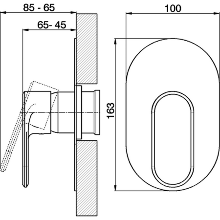 Смеситель для душа, Cisal, Lineaviva, тип открывания воды-однорычажный, тип установки-встраиваемый, внутренняя часть-необходимо заказать, цвет-Chrome, артикул LV00300021