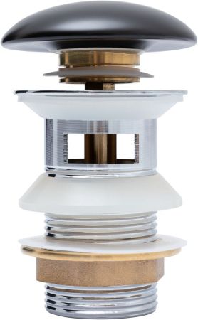 Донный клапан Aquanet черный матовый, с переливом, артикул 00333929