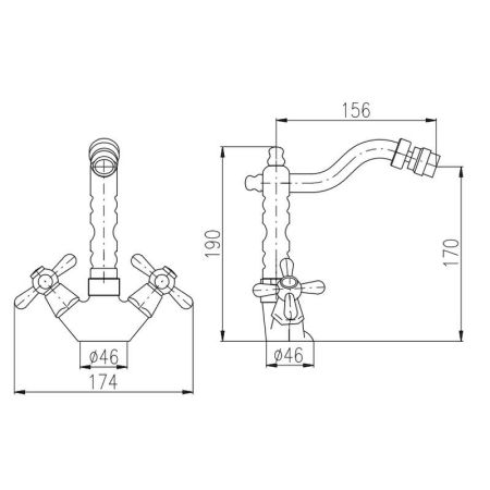 Смеситель для биде Rav Slezak MORAVA MK320.5/9SM, бронза, артикул MK320.5/9SM