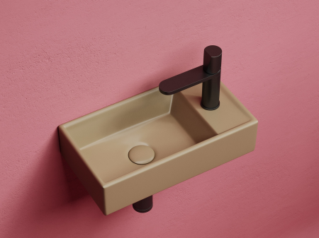 Умывальник подвесной прямоугольный (чаша слева, отверстие под смеситель справа) цвет капучино матовый Элемент (Element) 407x217x100, артикул CN6051LMC