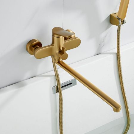 Смеситель для ванны Shevanik S4322G, золотой сатин, артикул S4322G