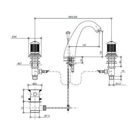 Bongio Impero Смеситель для раковины, цвет золото/Swarovski
