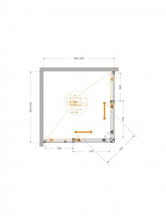 PLANE-A-2-90-C-GM Душевой уголок, отделка Оружейная сталь, артикул PLANE-A-2-90-C-GM